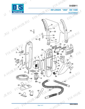 Схема №1 EB 1100E  Scopamaxi  usa с изображением Рукоятка для пылесоса DELONGHI VT213644