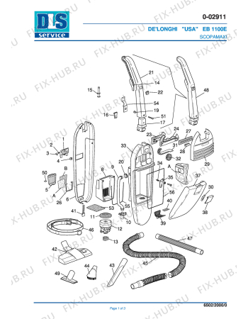 Схема №1 EB 1100E  Scopamaxi  usa с изображением Ручка для электропылесоса DELONGHI VT513925