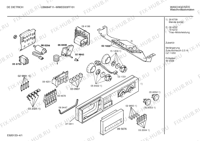 Схема №4 WIMDD03FF DE DIETRICH LB6684F13 с изображением Панель управления для стиральной машины Bosch 00286739