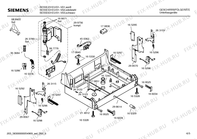 Взрыв-схема посудомоечной машины Siemens SE55E231EU - Схема узла 05