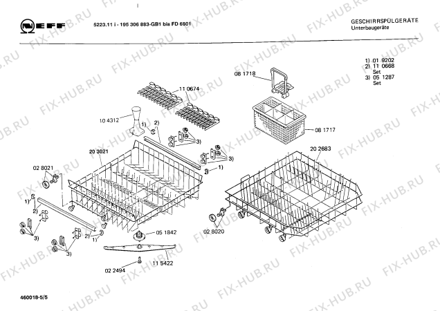 Взрыв-схема посудомоечной машины Neff 195306883 5223.11I - Схема узла 05