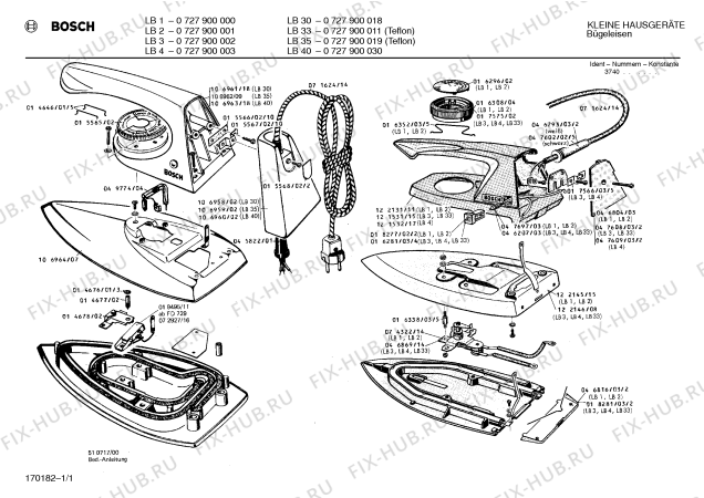 Схема №1 0727900030 LB40 с изображением Ручка для электроутюга Bosch 00106963
