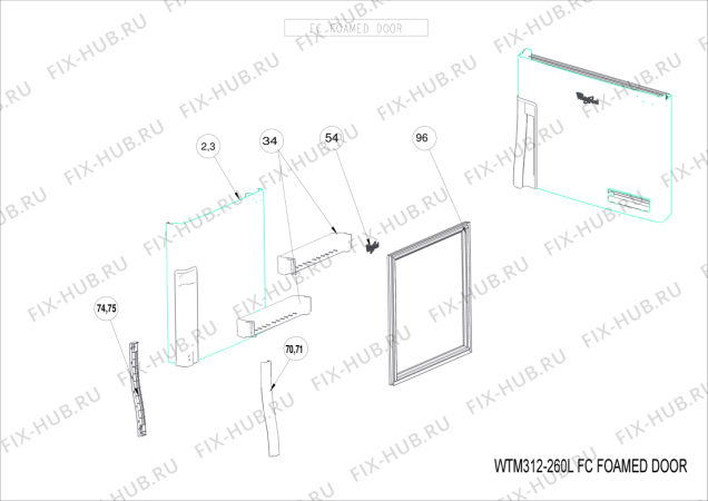 Взрыв-схема холодильника Whirlpool WTM 312 R WH - Схема узла