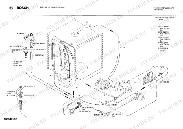 Взрыв-схема посудомоечной машины Bosch 0730102725 SMS4100 - Схема узла 03