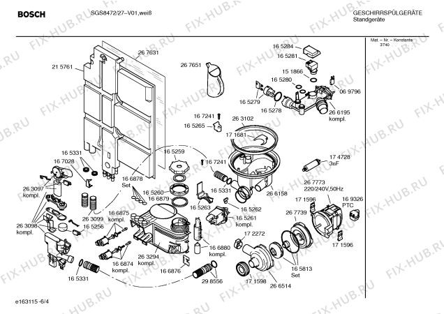Взрыв-схема посудомоечной машины Bosch SGS8472 Exclusiv - Схема узла 04