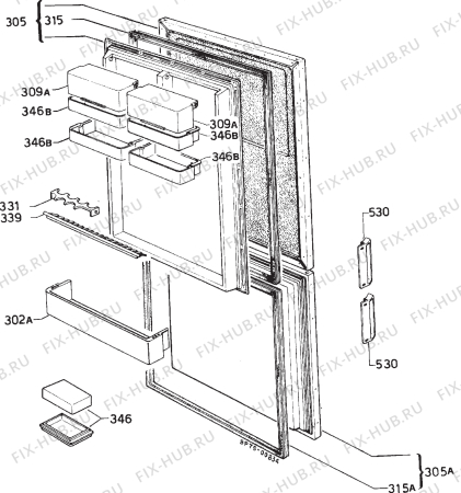 Взрыв-схема холодильника Zanussi FF618/8 - Схема узла Door 003