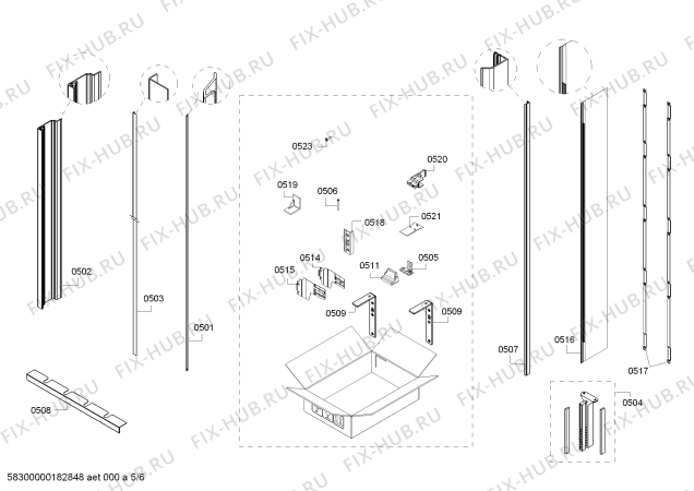Схема №4 T24IF800SP с изображением Дверь для холодильника Bosch 00711023