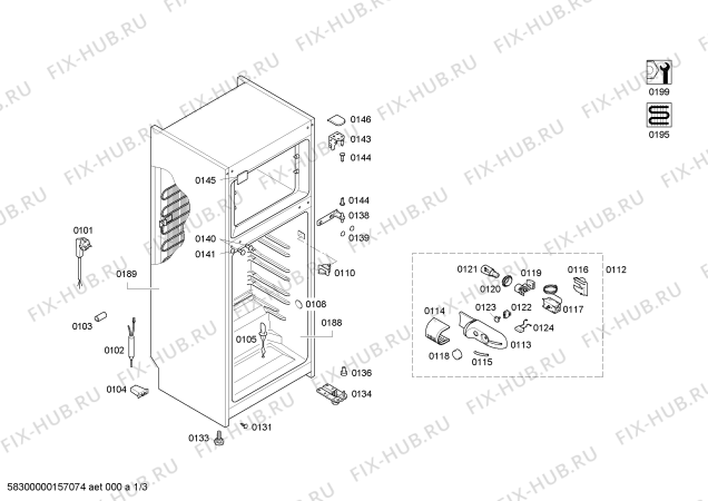 Схема №1 3FEL2456 с изображением Дверь морозильной камеры для холодильника Bosch 00686521