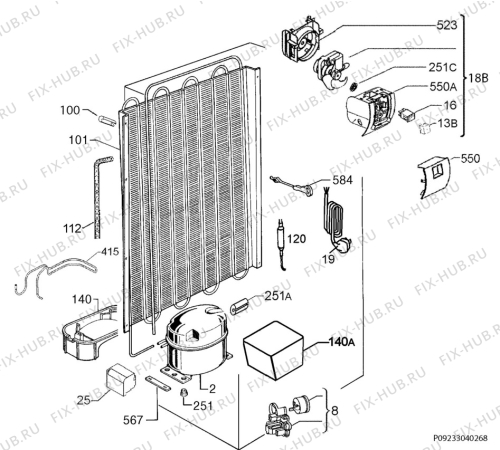 Взрыв-схема холодильника Electrolux ERF4115DOX - Схема узла Cooling system 017