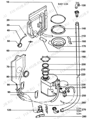 Взрыв-схема посудомоечной машины Husqvarna Electrolux QB406W - Схема узла W10 Hose, softener DGN N