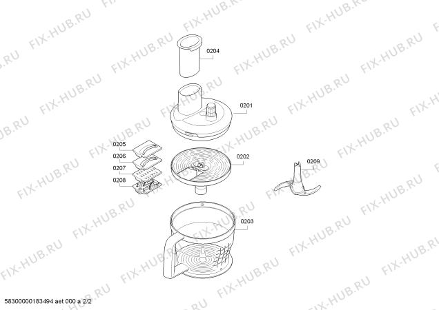 Взрыв-схема блендера (миксера) Bosch MSM67190GB ErgoMixx - Схема узла 02