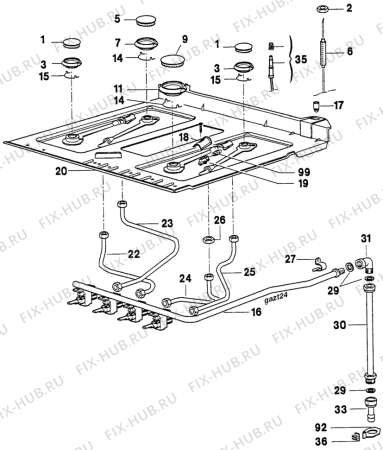 Взрыв-схема плиты (духовки) Arthurmartinelux CG6840-1 - Схема узла Oven and Top functional parts