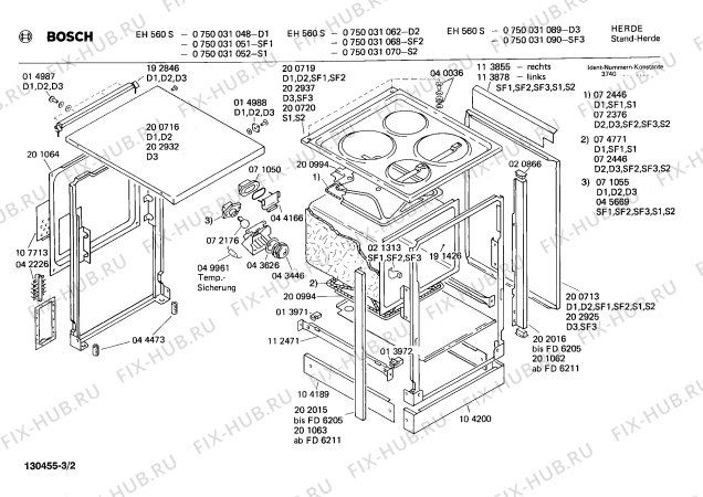 Взрыв-схема плиты (духовки) Bosch 0750031090 EH560S - Схема узла 02