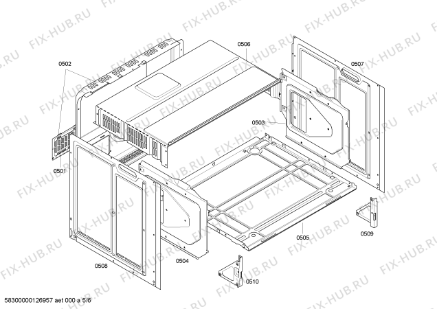 Взрыв-схема плиты (духовки) Siemens HB760760B - Схема узла 05