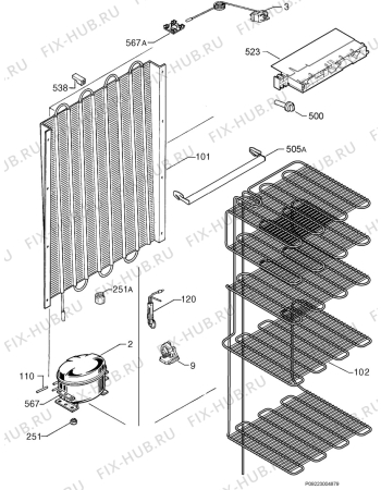 Взрыв-схема холодильника Privileg 671945_40963 - Схема узла Cooling system 017