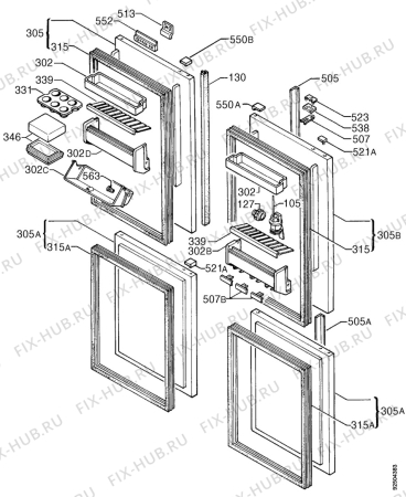 Взрыв-схема холодильника Zanussi ZI7454 - Схема узла Door 003