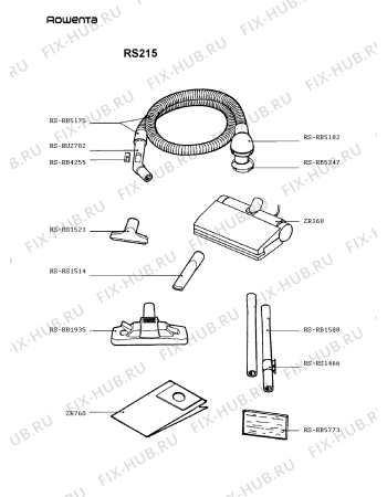 Взрыв-схема пылесоса Rowenta RS215 - Схема узла RS215___.__1