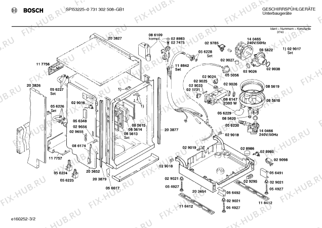 Взрыв-схема посудомоечной машины Bosch 0731302508 SPI53225 - Схема узла 02