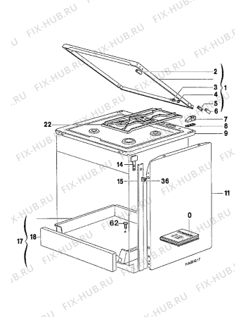 Взрыв-схема плиты (духовки) Electrolux EK6406/1 - Схема узла Housing 001