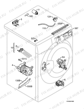 Взрыв-схема стиральной машины Electrolux EWN10470W - Схема узла Electrical equipment 268