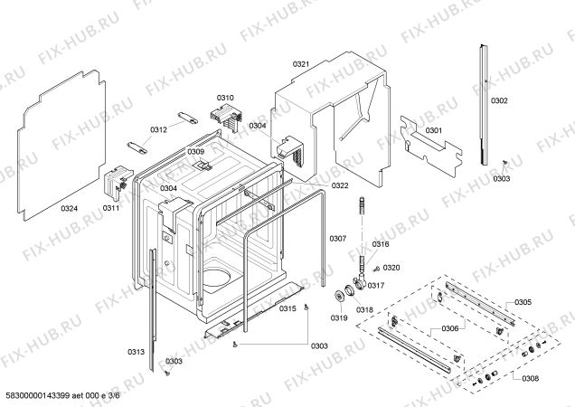 Взрыв-схема посудомоечной машины Bosch SHX68P05UC - Схема узла 03