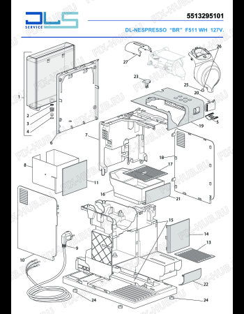 Схема №1 F511  WH LATTISSIMA TOUCH с изображением Блок управления для электрокофемашины DELONGHI 5213223601