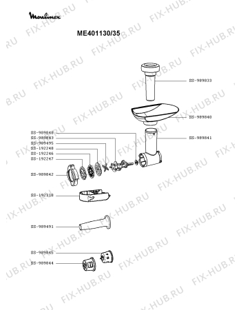 Взрыв-схема мясорубки Moulinex ME401130/35 - Схема узла VP003081.1P2