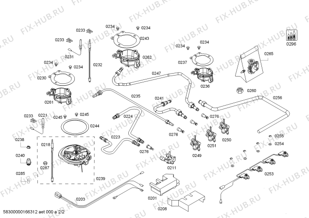 Схема №2 PCH615B9TL 3G+1W BO60F TIGER с изображением Трубка горелки для плиты (духовки) Bosch 00742574
