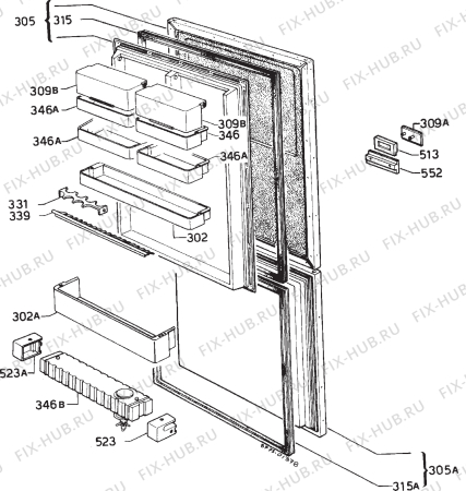 Взрыв-схема холодильника Zanussi DI220/95 - Схема узла Door 003