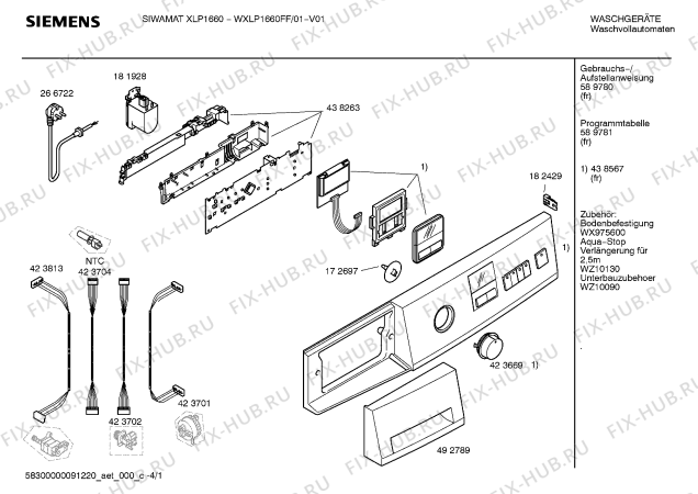 Схема №1 WXLP1660FF Siwamat XLP1660 с изображением Инструкция по установке и эксплуатации для стиральной машины Siemens 00589780