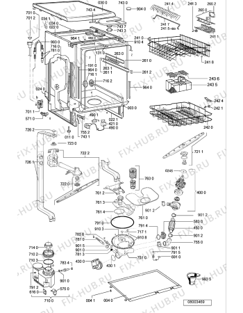 Взрыв-схема посудомоечной машины Whirlpool ADP 4664 WHM - Схема узла