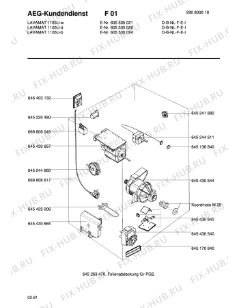 Взрыв-схема стиральной машины Aeg LAV1105 U B - Схема узла Electrical equipment