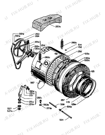 Взрыв-схема стиральной машины Zanussi ZFE4000 - Схема узла Tub and drum