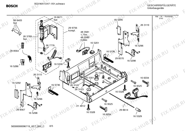 Схема №4 SGV46A13 с изображением Краткая инструкция для электропосудомоечной машины Bosch 00592136