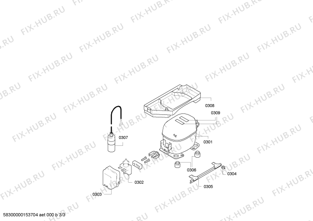 Взрыв-схема холодильника Bosch KFR18E60 - Схема узла 03