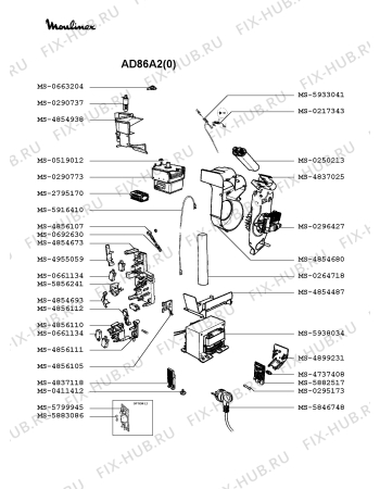 Взрыв-схема микроволновой печи Moulinex AD86A2(0) - Схема узла VP002343.1P2