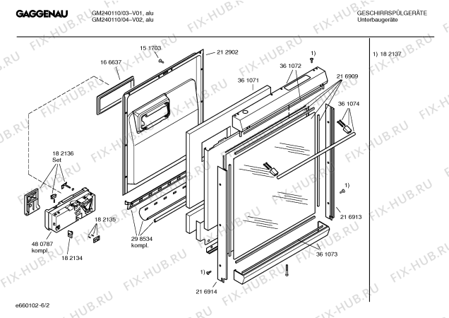 Схема №3 GM240110 с изображением Декоративная рамка для посудомойки Bosch 00216913