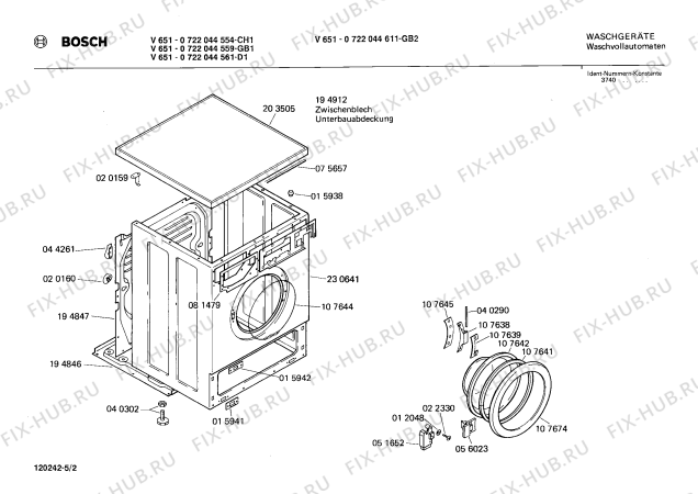 Взрыв-схема стиральной машины Bosch 0722044561 V651 - Схема узла 02