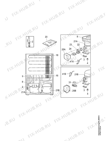 Взрыв-схема холодильника Aeg ARC3043-4KG - Схема узла Refrigerator cooling system