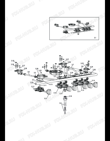 Схема №3 DGW 855 с изображением Панель для плиты (духовки) DELONGHI 1031497