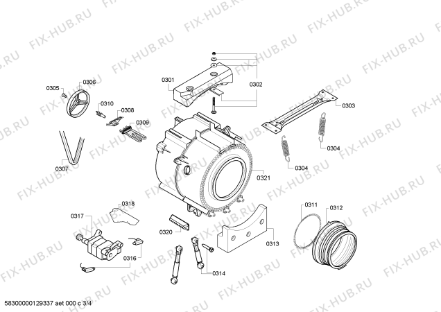 Схема №3 WM14A223 iQ 100 с изображением Кабель для стиралки Bosch 00612332