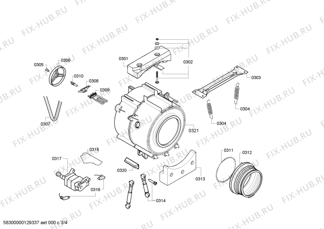 Схема №3 WM14A223 iQ 100 с изображением Кольцо для стиралки Siemens 00612952