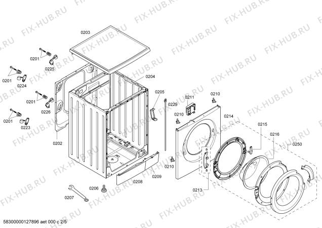 Схема №4 WAS24466GB Logixx 8 Sensitive с изображением Фронтальная часть бака для стиральной машины Bosch 00246407