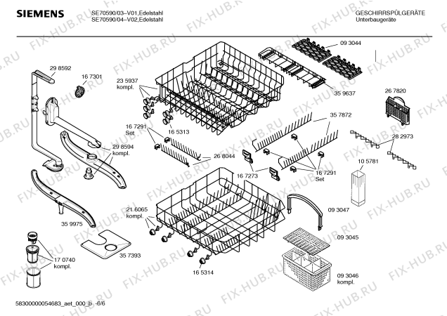 Взрыв-схема посудомоечной машины Siemens SE70590 Hisense - Схема узла 06