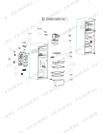 Взрыв-схема холодильника Whirlpool WTM 302 R SL - Схема узла
