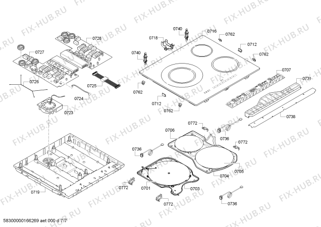 Взрыв-схема плиты (духовки) Siemens HC857283F - Схема узла 07
