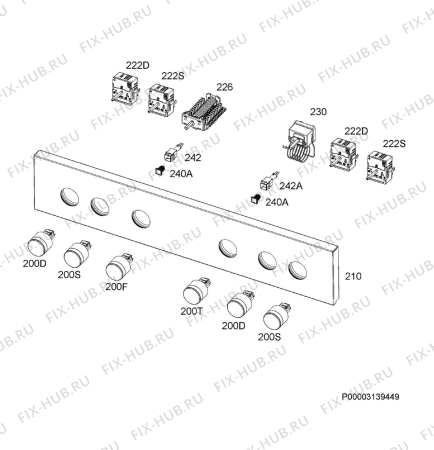 Взрыв-схема плиты (духовки) Electrolux EH7L2WE - Схема узла Command panel 037