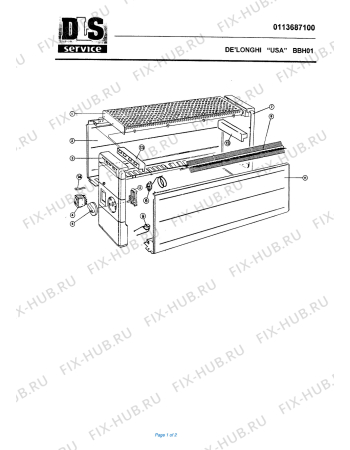 Схема №1 BBH01 с изображением Обшивка для ветродува DELONGHI 7113001700