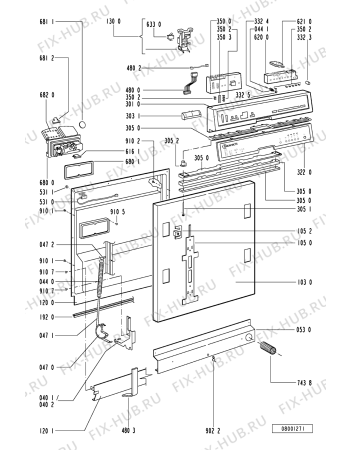 Взрыв-схема посудомоечной машины Bauknecht GSI 4853/3 TW-IN - Схема узла
