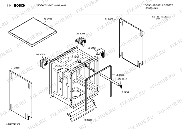 Взрыв-схема посудомоечной машины Bosch SGS6002MX - Схема узла 03